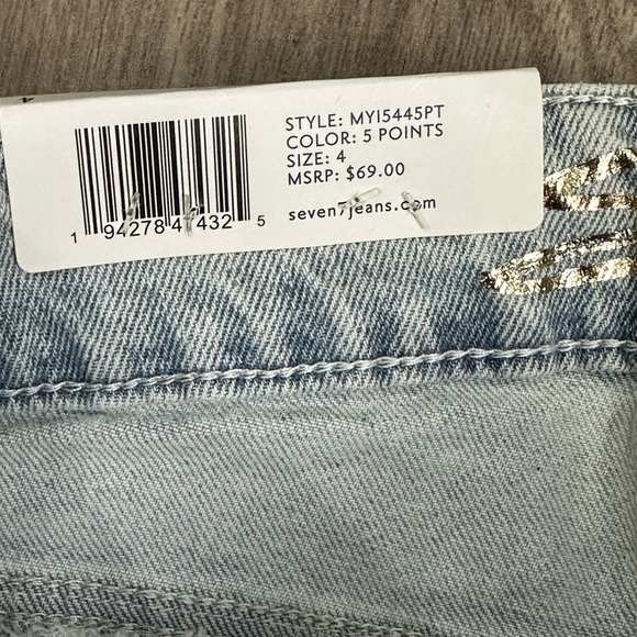 Women's Seven7 4 Small Jean Crop Destroyed Jeans Blue Stretch Rolled Hem NWT - Picture 12 of 13